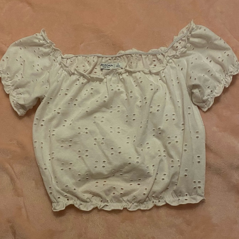 Arizona Juniors Eyelet Cropped Top